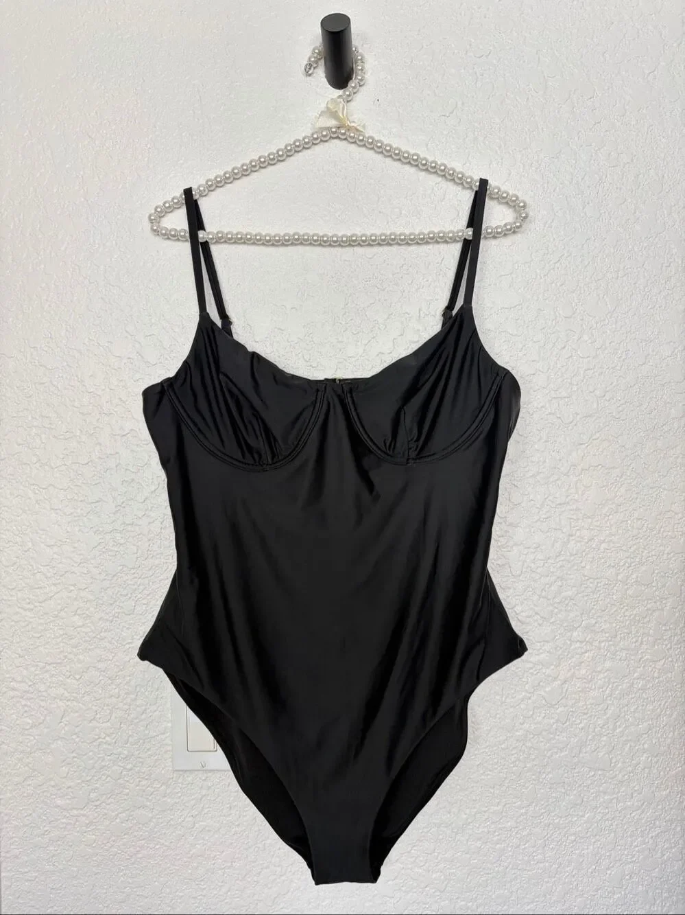 Madewell Second Wave Seamed One-Piece Swimsuit in Black Size L